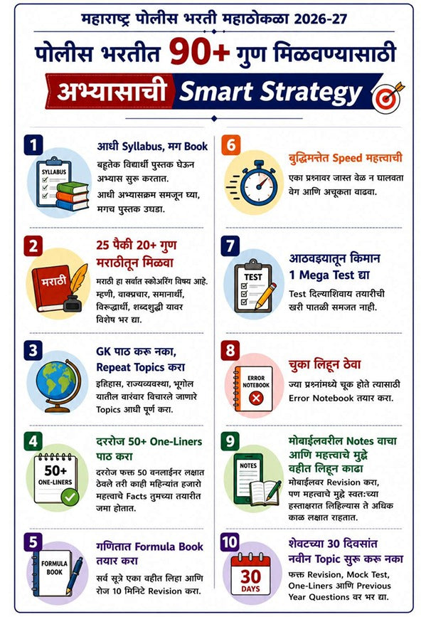 पोलीस भरती महाठोकळा 2026 - 10,000+ VVIMP वन लायनर (PDF eBook)