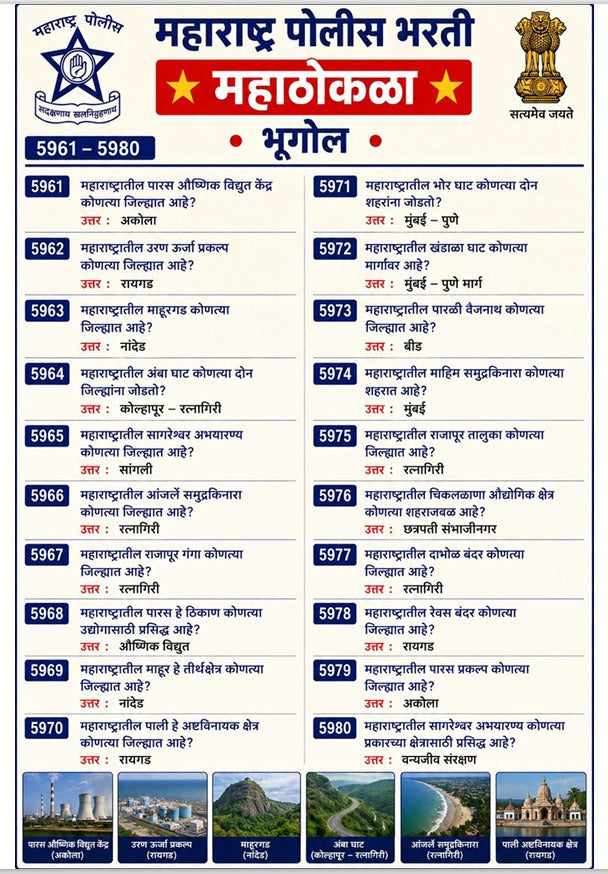 पोलीस भरती महाठोकळा 2026 - 10,000+ VVIMP वन लायनर (PDF eBook)